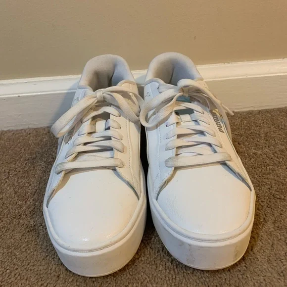 Puma White Platform Sneakers Women’s Size 8 - Picture 2 of 10